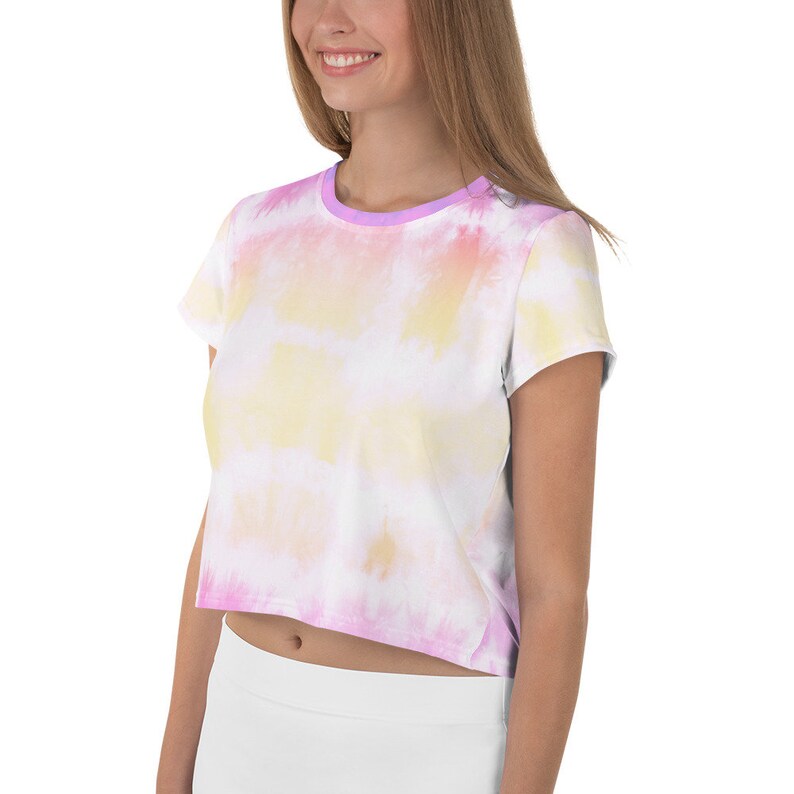 Rainbow cute and happy tie dye All-Over Print Crop Tee