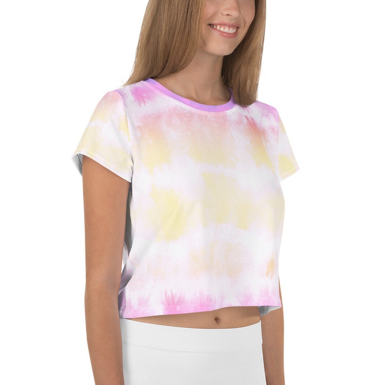 Rainbow cute and happy tie dye All-Over Print Crop Tee