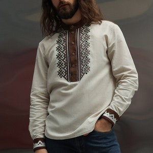 Embroidered shirt, summer shirt, vyshyvanka for men, ethnic clothing, Ukrainian folk embroidery, birthday gift, linen shirt for men image 1