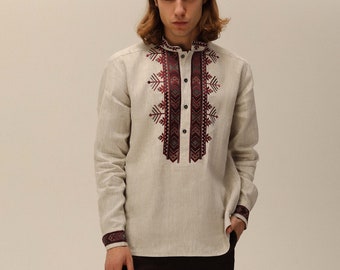 Embroidered shirt, vyshyvanka for men, boho blouse, summer shirt, Ukrainian embroidery design, linen shirt for men, Ukrainian gift for men