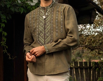 Ukrainian vyshyvanka for man, Ukrainian embroidered shirt, vishivanka, mens linen clothing, cross stitch linen, ethnic wear, father day gift