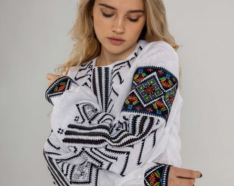 Ukrainian vyshyvanka, embroidered vyshyvanka blouse, women's linen blouse, embroidered summer shirt, ethnic clothes women made in Ukraine