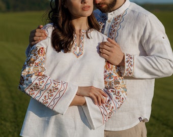 Men's and women's embroidered Ukrainian shirt - vyshyvanka, ethnic linen clothing, mens vyshyvanka, womens vyshyvanka, gifr for couple