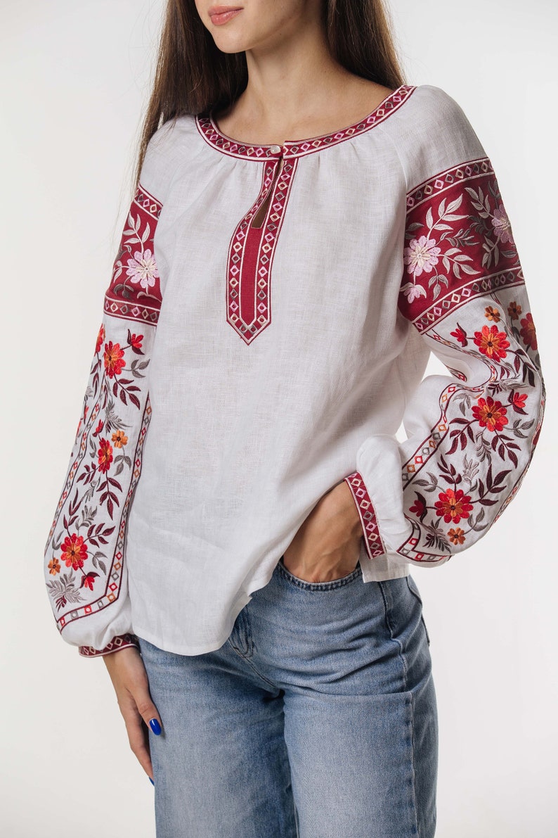 Vyshyvanka Modern Blouse Women's Embroidered Shirt Linen - Etsy