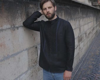 NEW! Linen shirt for men, Ukrainian embroidered shirt - vyshyvanka, father day gift, linen summer clothes for men