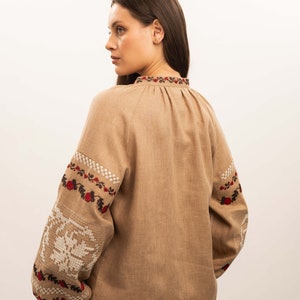 Ukrainian vyshyvanka blouse, womens linen embroidered blouse, women's ethnic linen blouse, traditional folk clothes, blouse gift for her image 7