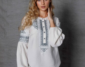 Ethnic clothes for women, Ukrainian vyshyvanka for womens, embroidery linen tops for women, summer shirt, linen vyshyvanka, gift for mom