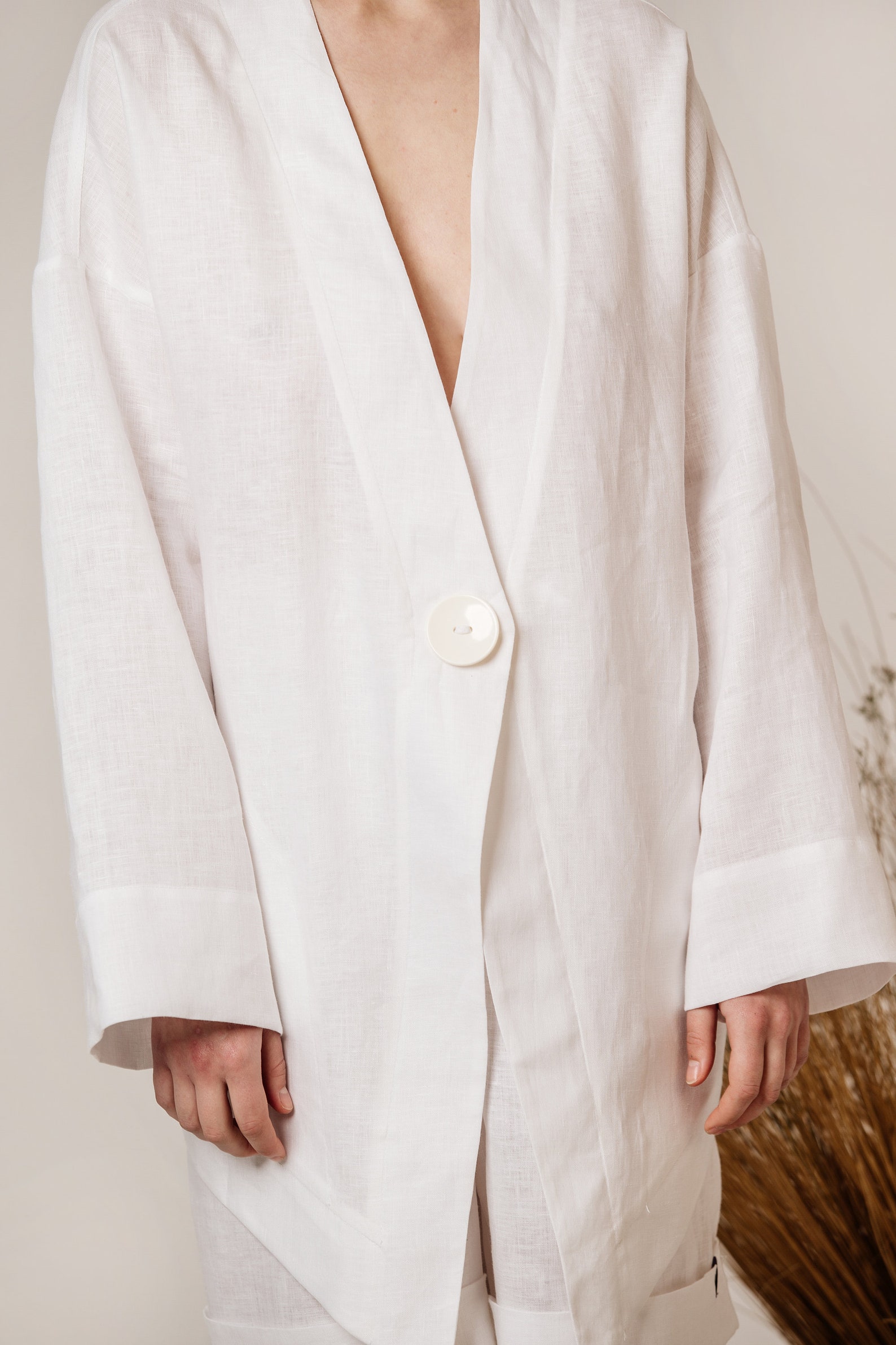 White linen jacket boho mantle with embroidery summer Etsy