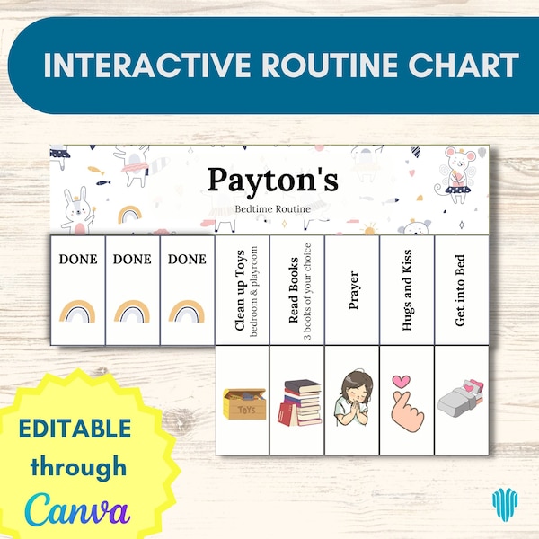Foldable Interactive Routine Chart | Printable Flip Chart | Customizable Kids Morning Routine | Chore Checklist with Pictures | Dance TY01