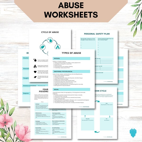 Domestic Violence Awareness | Domestic Violence Journal | CBT Journal | Therapy Journal | Mental Health Worksheets | CBT Worksheet