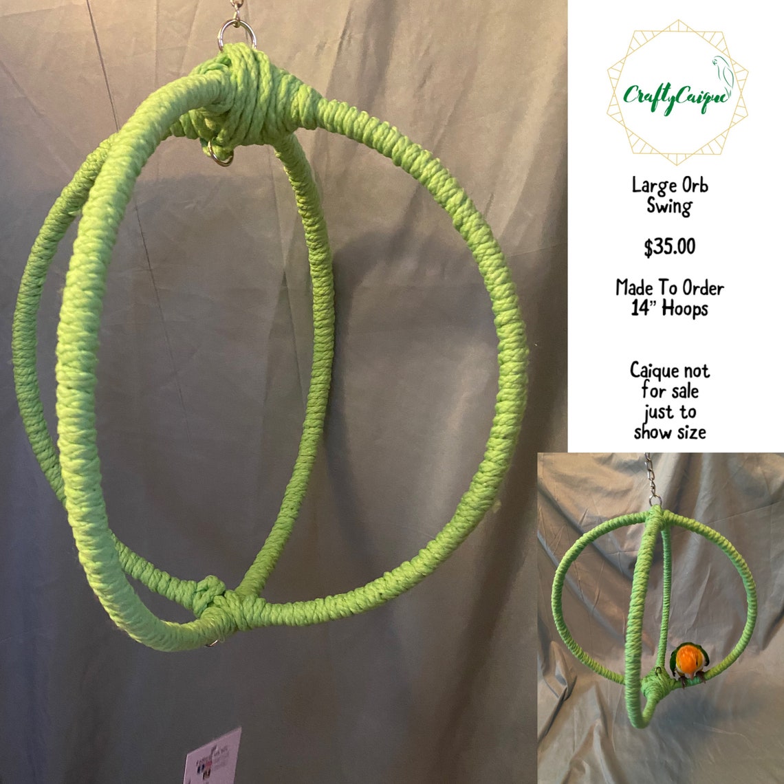 Large Orb Bird Swing Parrot Swing Bird Swing Etsy