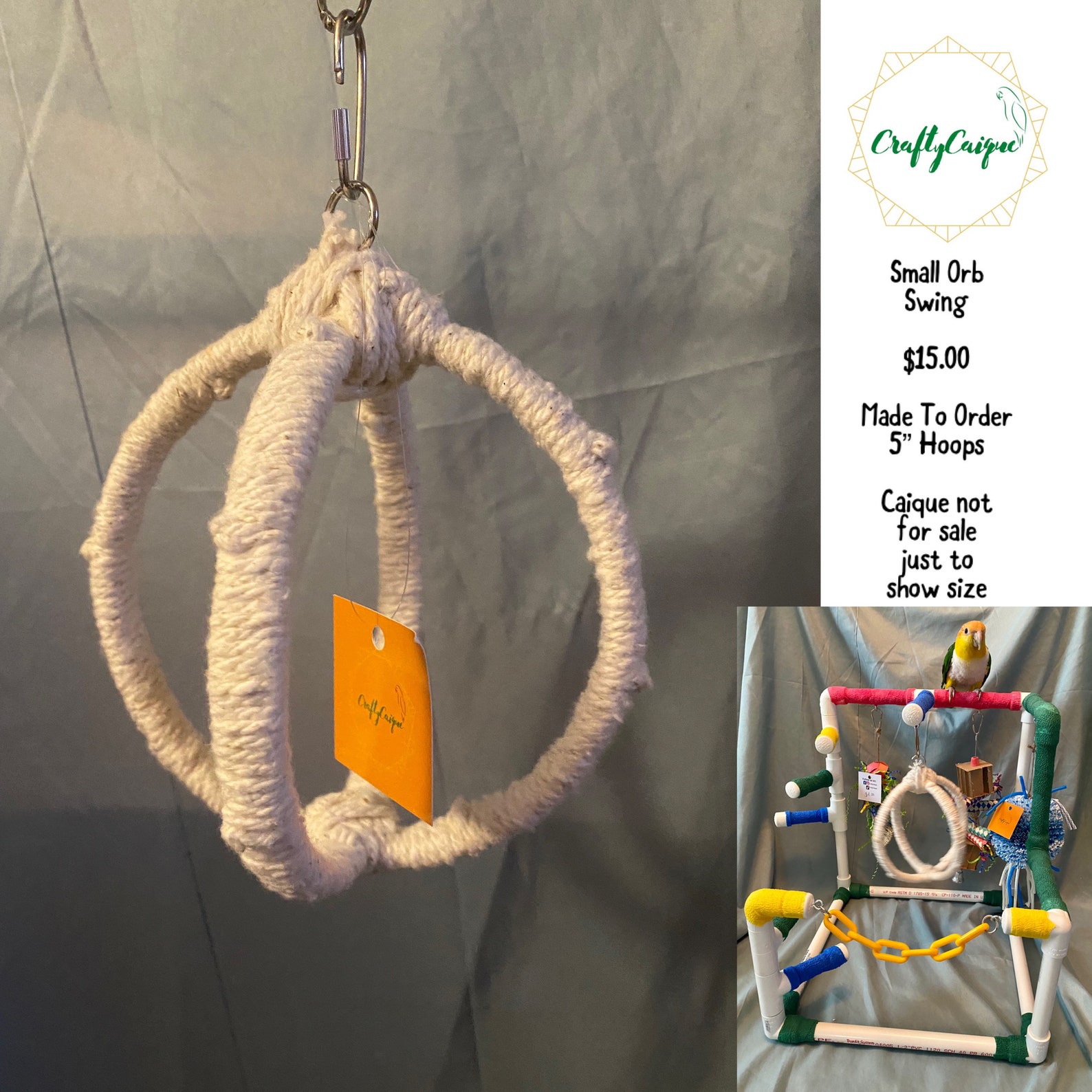 Small Orb Bird Swing Parrot Swing Bird Swing Etsy