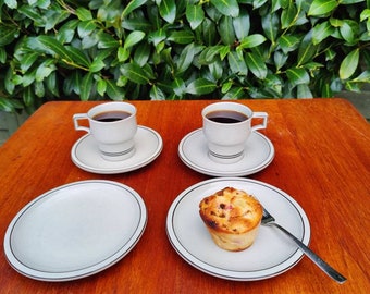 Quistgaard COLUMBIA Set of 2 Coffee Trio-set Cup with Saucer and Cakeplate - Denmark Bing Grondahl Copenhagen - Jens H Quistgaard 1970es