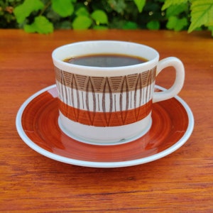 Gefle LANSETT Duo-set (cup, saucer). Designed by Helmer Ringström - Made in Sweden 1970es.