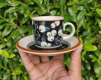 Arabia TAIKA Cofffee Duo-set  (cup+saucer) Designed by Inkeri Leivo (pattern) 1970es - by Arabia, Finland