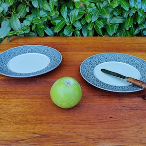 RARE! Set of 2 Quistgaard AZUR Blue/green Lunch Plates - Kronjyden Denmark - Jens H Quistgaard 1960es