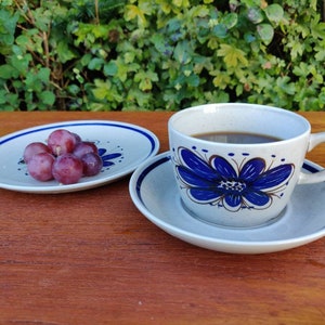 Stavangerflint FLORRY trio Tea-set, cup, saucer and cakeplate -  Norwegian Vintage trio teaset. Made in Norway 60&#39;s.