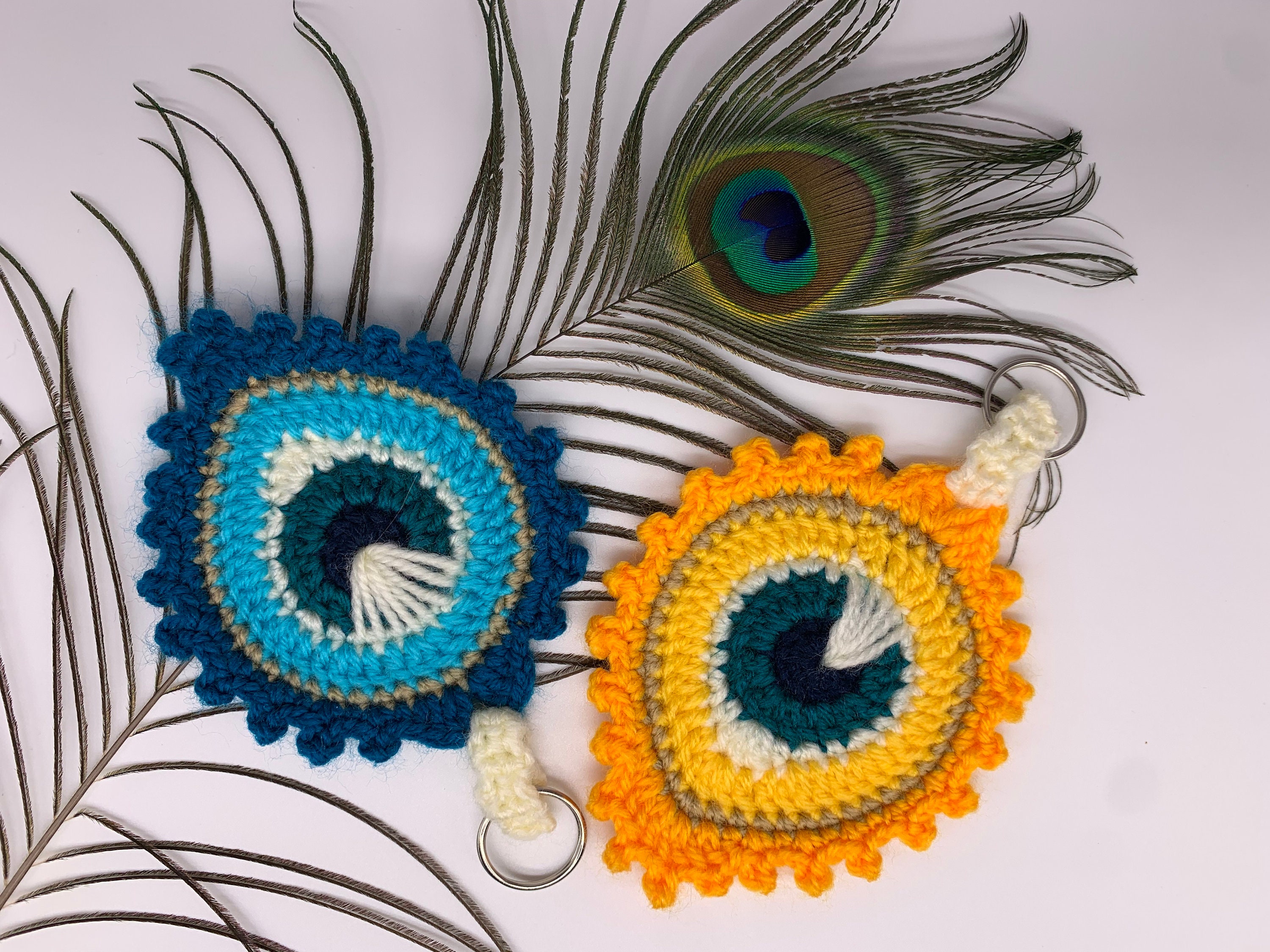 Crochet Pattern: Peacock Feather - Key Chain, Bookmark, Coaster - Etsy