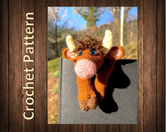 Crochet Pattern: Bookmark highland cow Scotty