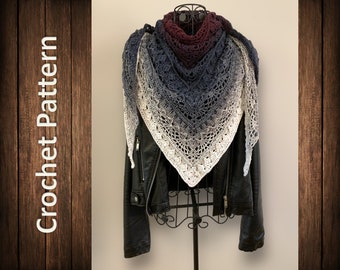 Crochet Pattern Triangular Scarf "Chalastre"