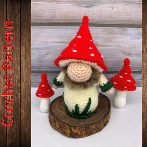 Crochet Pattern: Autumn gnome toadstool