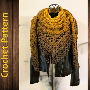 Crochet Pattern Triangular Scarf &quot;Chaldene&quot;