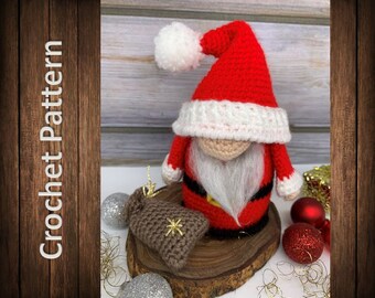 Crochet Pattern: Christmas Gnome Santa Claus