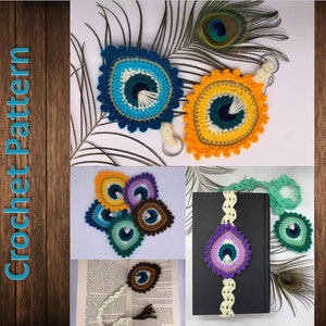 Crochet Pattern: Peacock feather - key chain, bookmark, coaster