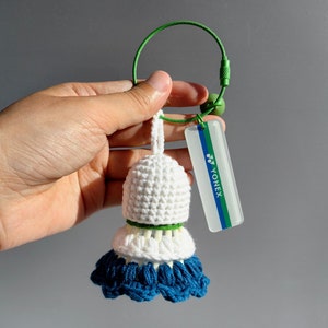 Handcrafted Badminton shuttlecock Plush Crochet Amigurumi / Plushie finished toys with Yonex Keychain Key Tag