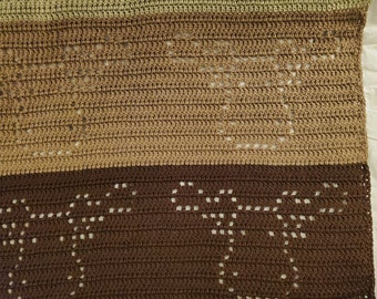 Nursery Moose Filet Crochet Blanket - PATTERN ONLY