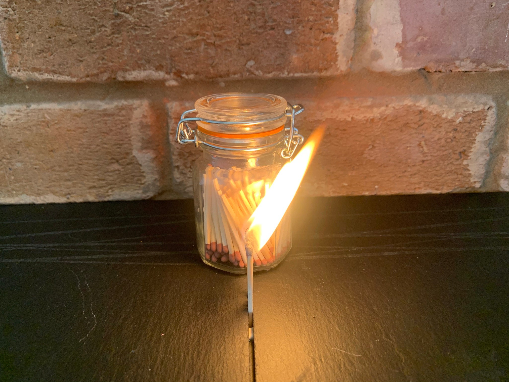 Safety matches in a glass jar with striker perfect gift Etsy