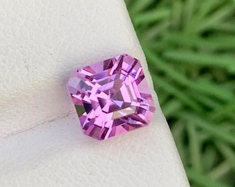 Dunkelpink Kunzit Edelstein: Square Asscher Cut, 3.75 CT