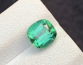 Natural Bluish Green Tourmaline Gemstone: Cushion Cut, 1.50 Carat