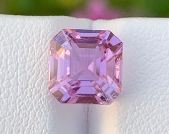 Natural  Pink  Kunzite Loose Gemstone , Asscher Cut Kunzite , Fine Cut For Jewelry , Square Shape Kunzite . October Birthstone , 3.70 Carats