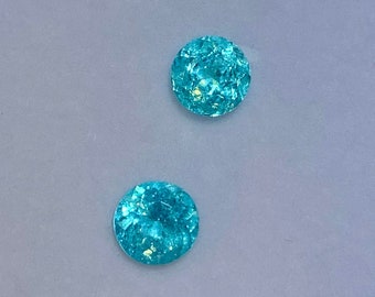Tachuelas de piedras preciosas de Paraiba natural redondas de 6 mm, pares de paraiba naturales redondos perfectos de 6 mm para la fabricación de joyas, pares redondos de Paraiba de 1,90 quilates