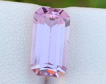 Baby Pink Natural Kunzite Loose Gemstone , Emerald Cut Kunzite , Fine Cut For Jewelry , Kunzite October Birthstone , 5.50 Carats