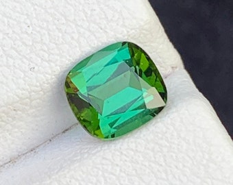 Bluish Green Tourmaline Gemstone: 1.40 Carat Cushion Cut, Afghanistan Origin