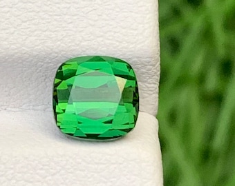 Natural Bluish Green Tourmaline Gemstone: Cushion Cut, 1.60 Carats