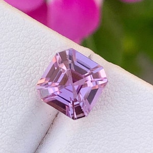 Natural Kunzite Loose Gemstone, Deep Pink Kunzite Gemstone,Flawless Kunzite Stone, Gemstone Jewelry Lilac kunzite Asscher Cut Stone, 3.70 CT