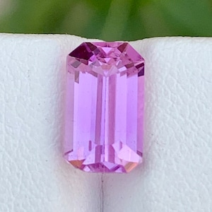 Natural Kunzite lilac / Pink Colour Loose Gemstone , Emerald Shape Kunzite , Kunzite Jewelry , Kunzite Ring October Birthstone 3.30 Carats image 1