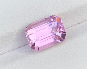 Pink Natural Kunzite Loose Gemstone , Emerald Cut Kunzite , Fine Cut For Jewelry , Kunzite October Birthstone , 5.30 Carats