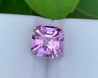 Natural Kunzite  Loose Gemstone, Deep Pink Natural Kunzite Gemstone, Square Cut Kunzite Stone,  kunzite Asscher Cut Stone, 3.40 CT