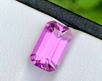 Deep Pink Kunzite Loose Gemstone , Emerald Shape Kunzite , Fine Cut For Jewellery , Kunzite October Birthstone , Magenta Colour  4.50 Carats
