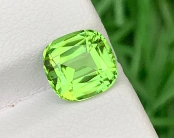 Peridot Cut Stone for Engagement Ring , Cushion Cut Hummingbird Green Peridot Gemstone , Peridot loose stone August Birthstone , 2.20 Carats