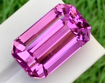 Natural Kunzite Hot Pink Loose Gemstone , Emerald Cut Kunzite , Fine Cut Kunzite Jewelry , Kunzite October Birthstone , 61 Carats