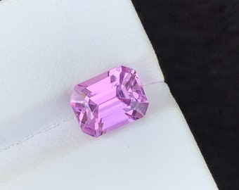 Magenta Natural Kunzite Loose Gemstone , Emerald Cut Kunzite , Fine Cut For Jewelry , Kunzite October Birthstone , 3.85 Carats