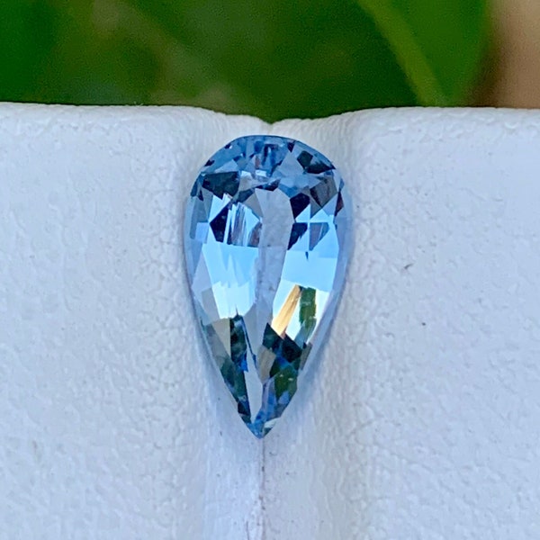 Natural Aquamarine Beryl Loose Gemstone , Pear Cut Aquamarine From Minas Gerais Mine Brazil ,1.60 Carats Santa Maria Aquamarine Colour