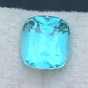 Neon Blue Tourmaline Gemstone: 1.60 Carat Cushion Cut, Natural Afghanistan Stone
