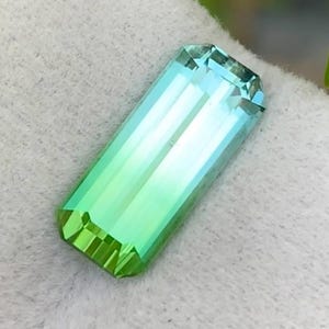 Emerald Cut Bi-Color Tourmaline Gemstone: 3.70 Carats, Afghanistan