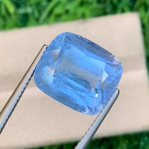 Natürlicher Aquamarin Beryl loser Edelstein, perfektes quadratisches Kissen Santa Maria Farbe Aquamarinschmuck 12,55 Karat